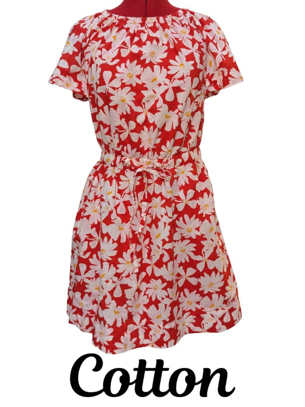 Cotton Floral Red Dress